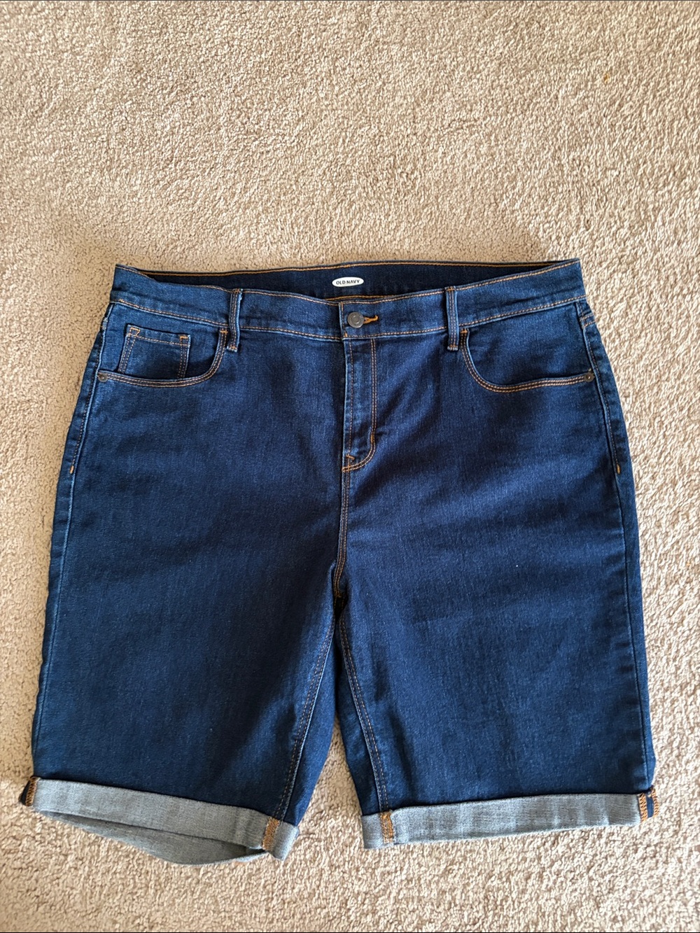 Old Navy Women's Dark Blue Denim Bermuda Shorts size 16 NEW inseam 9.5” - Picture 2 of 4